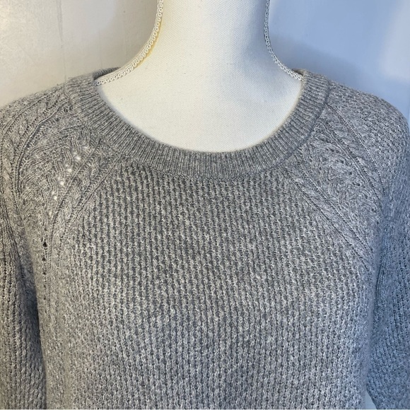 LOFT Pullover Crewneck Knit Sweater Women Size M Cotton Wool Blend Knit Gray - Picture 6 of 12